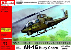 Maquette AZ7450 Bell AH-1G Huey Cobra avec panneaux de câblage, échelle 1/72