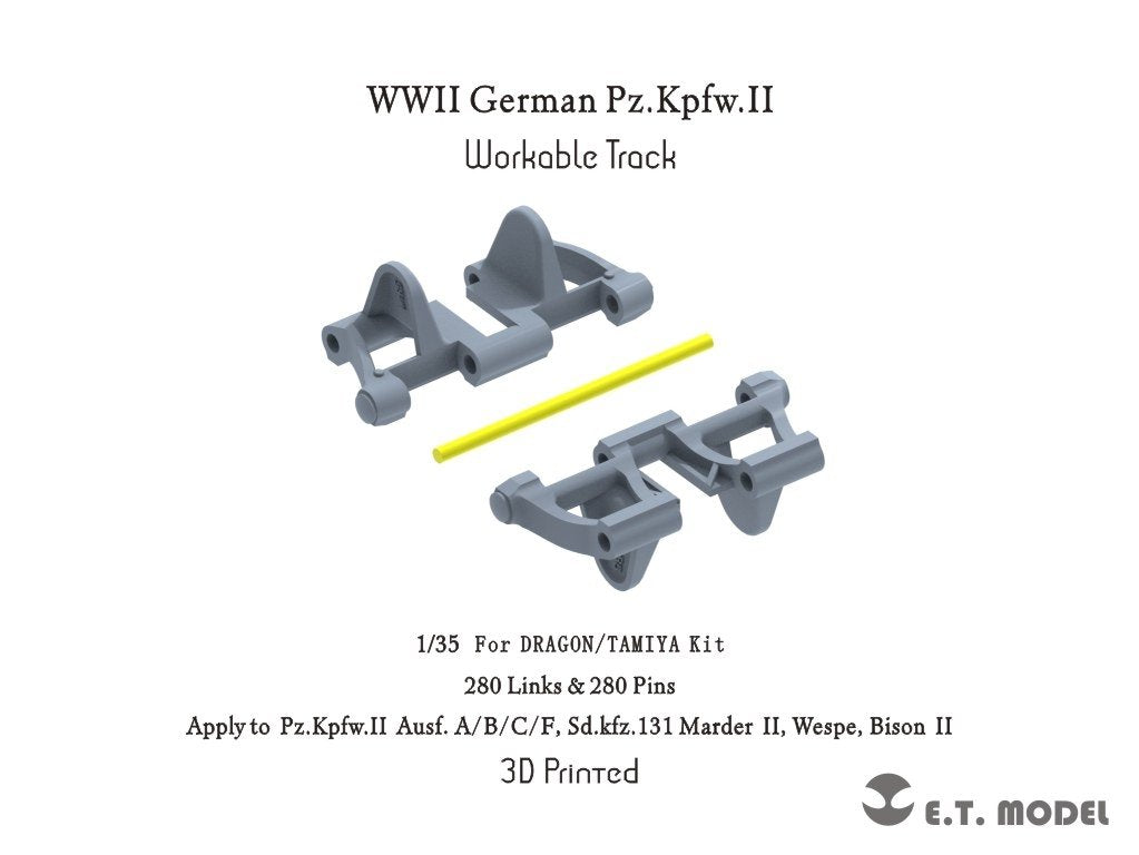 ET Model P35-052 Chenilles fonctionnelles pour char allemand Pz.Kpfw.II de la Seconde Guerre mondiale (impression 3D) à l'échelle 1/35