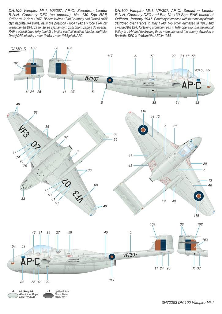 Hobby spécial 72383 DH.100 Vampire Mk. I &amp;#39;RAF, RAAF et Armée de l&amp;#39;Air&amp;#39; 1/72  – imagen 7
