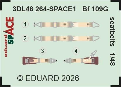 Eduard 3DL48264 Bf 109G seatbelts SPACE for 1/48