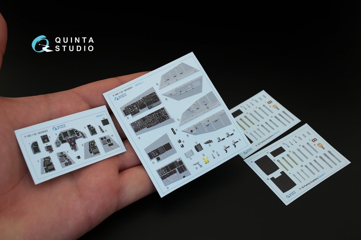 Intérieur imprimé en 3D et coloré sur papier décalcomanie Quinta Studio QD32023 F-16D (pour maquette Academy) 1/32 – immagine 3