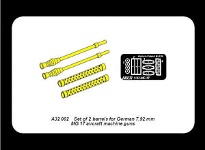 Aber A32002 Ensemble de 2 canons pour mitrailleuses d&amp;#39;avion allemandes MG 17 de 7,92 mm (1/32)  – immagine 6