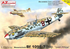 Maquette AZ7663 Messerschmitt Bf 109E-7 Tropique au-dessus de l&amp;#39;Afrique 1/72