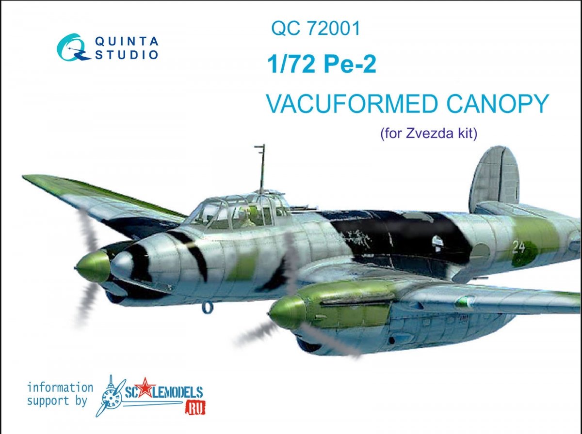 Verrière transparente thermoformée Quinta Studio QC72001 Pe-2 (pour kit Zvezda 7283) 1/72