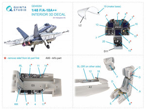 Intérieur imprimé en 3D et coloré sur papier décalcomanie Quinta Studio QD48284 F/A-18A++ (Hasegawa) 1/48 – image 2