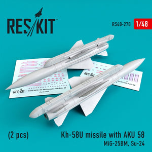 RESKIT RS48-0278 MISSILES KH-58U AVEC AKU 58 (2 PIÈCES) 1/48