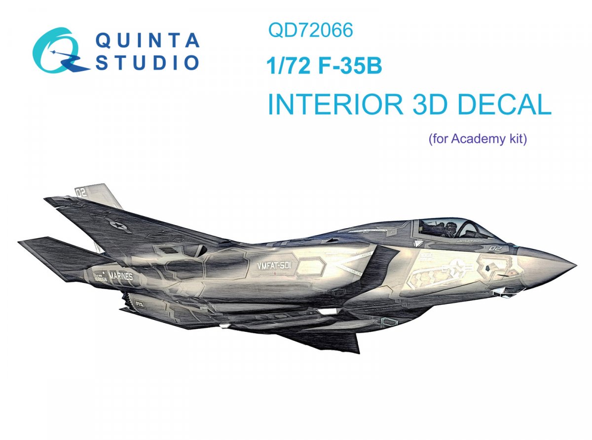 Intérieur du F-35B imprimé en 3D et coloré, Quinta Studio QD72066, sur papier décalcomanie (Academy), échelle 1/72