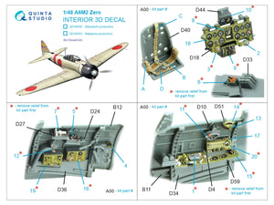 Intérieur coloré imprimé en 3D sur papier décalcomanie (Eduard) Quinta Studio QD48493 A6M2 Zero Nakajima Production 1/48  – image 2