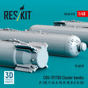 RESKIT RS48-0515 Bombes à fragmentation CBU-97/105 (4 pièces) (Impression 3D) 1/48  – Bild 3