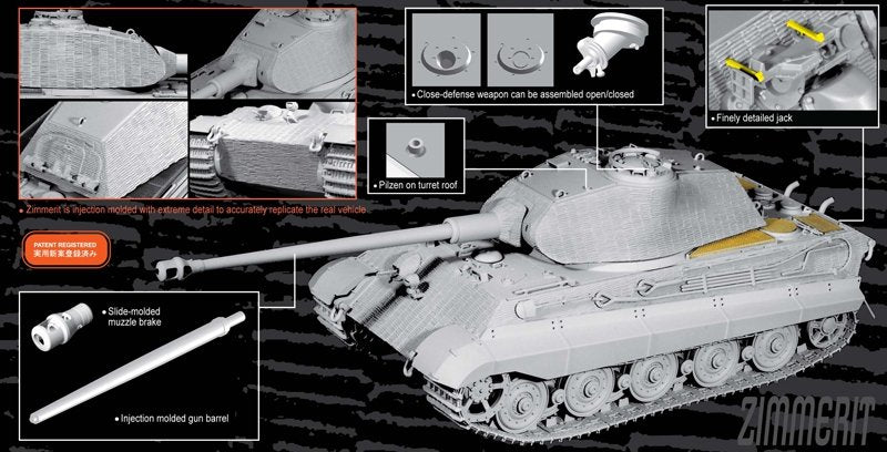 Dragon 6848 Sd.Kfz.182 Tourelle Porsche Kingtiger avec Zimmerit 1/35 – image 4