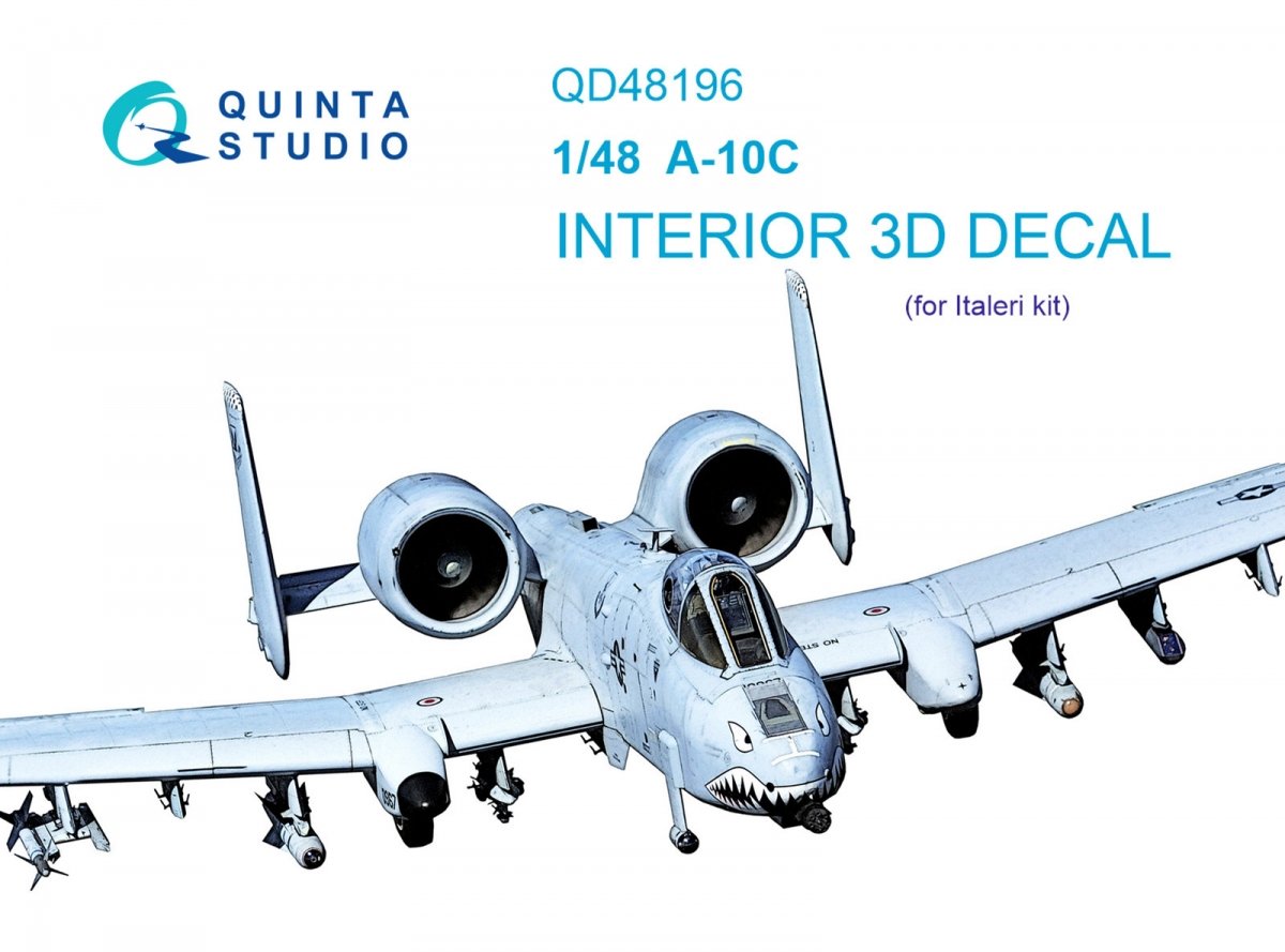 Quinta Studio QD48196 A-10C 3D-Printed &amp; colored Interior on decal paper (for Italeri ) 1/48
