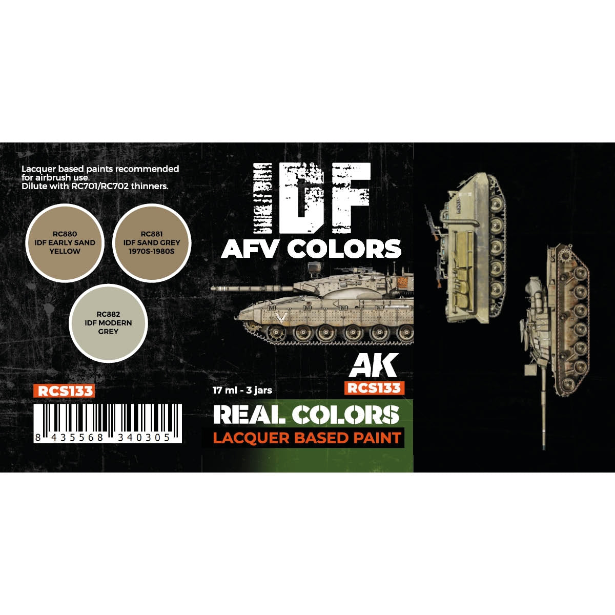 AK Interactive RCS133 IDF AFV Couleurs 3x17ml – immagine 2