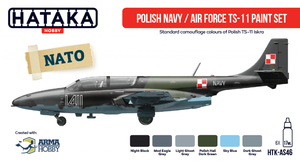 Kit de peinture Hataka HTK-AS46 pour la marine/armée de l&amp;#39;air polonaise TS-11 (6 x 17 ml)