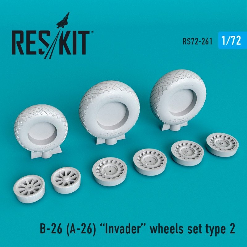 RESKIT RS72-0261 B-26 (A-26) Jeu de roues Invader type 2 1/72