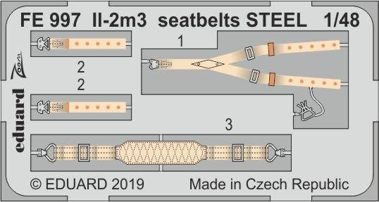 Ceintures de sécurité Eduard FE997 Il-2m3 en acier, échelle 1/48, Tamiya