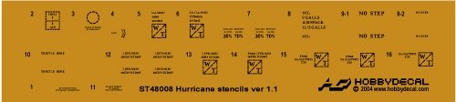 HobbyDecal ST48008V1 Pochoirs Hurricane version 1 1/48