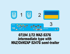 Trumpeter 07194 MAZ-537G type intermédiaire avec semi-remorque MAZ/ChMZAP 5247G 1/72 – image 4