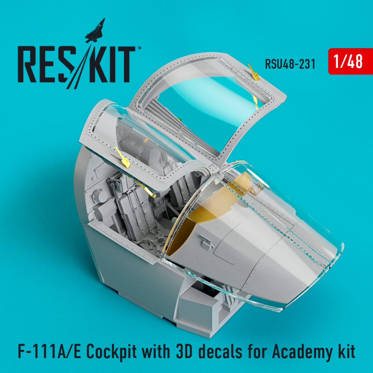 RESKIT RSU48-0231 COCKPIT F-111A/E AVEC DÉCALCOMANIES 3D POUR MAQUETTE ACADEMY 1/48