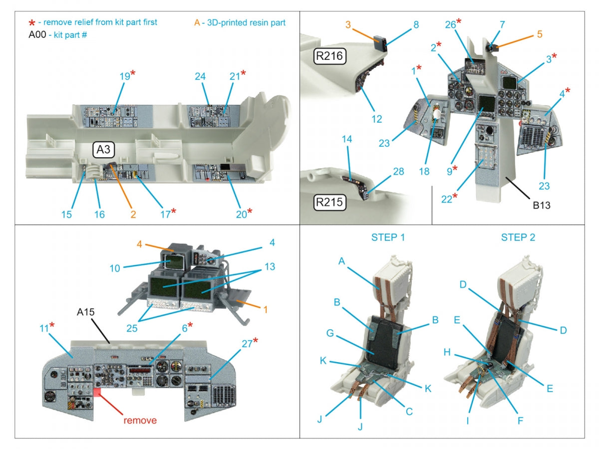 Intérieur imprimé en 3D et coloré sur papier décalcomanie (Revell) de Quinta Studio QD+48058 Tornado F.3 (avec pièces en résine imprimées en 3D) 1/48 – image 3
