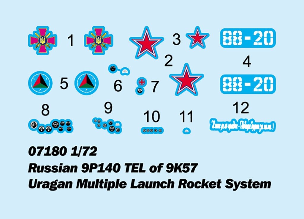 Trumpeter 07180 Russe 9P140 TEL du système de lance-roquettes multiples Uragan 9K57 1/72 – image 3