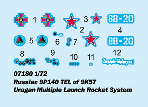 Trumpeter 07180 Russe 9P140 TEL du système de lance-roquettes multiples Uragan 9K57 1/72 – image 3