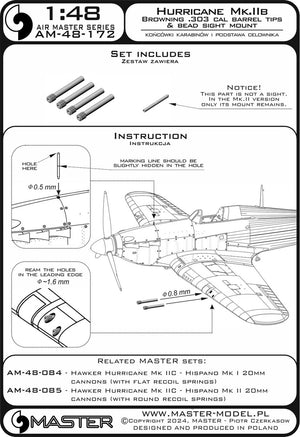 Master AM-48-172 Hawker Hurricane Mk.IIb - Browning .303 barrel tips and 1/48 sight base – image 2