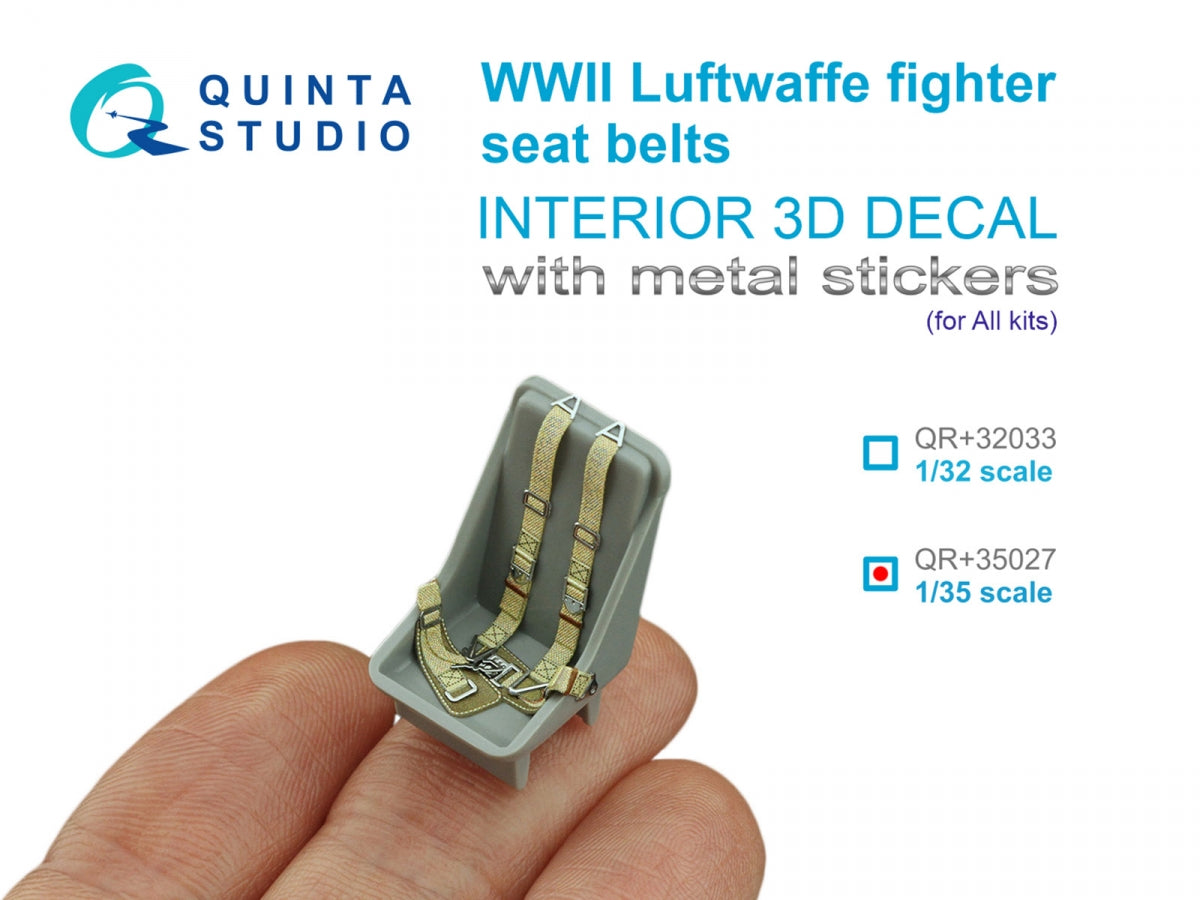 Quinta Studio QR+35027 Ceintures de sécurité pour avions de chasse de la Luftwaffe de la Seconde Guerre mondiale (avec boucles métalliques) (Tous les kits) 1/35