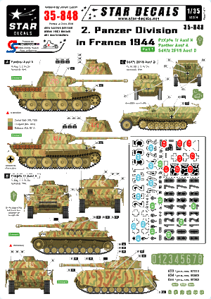 Star Decals 35-848 2e division blindée en France 1944 1/35