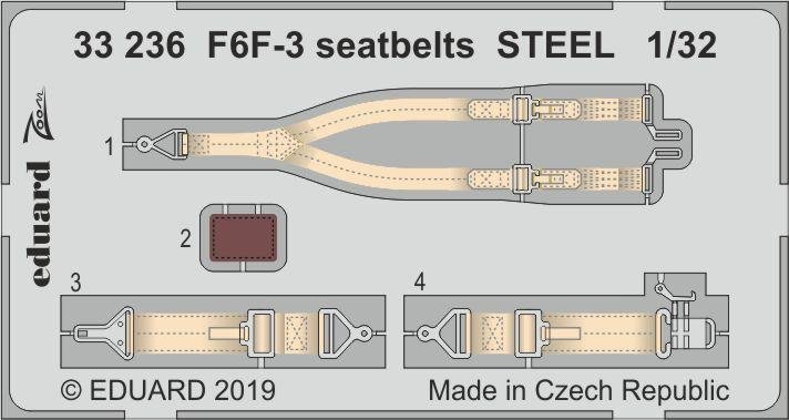Ceintures de sécurité Eduard 33236 F6F-3 en acier, échelle 1/32, trompette