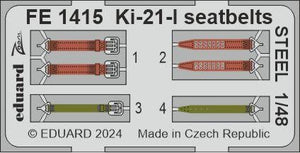 Ceintures de sécurité Eduard FE1415 Ki-21-I en acier ICM 1/48