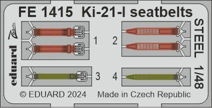 Ceintures de sécurité Eduard FE1415 Ki-21-I en acier ICM 1/48
