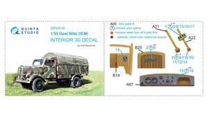 Quinta Studio QD35034 Opel Blitz 3D-Printed &amp;amp; coloured Interior on decal paper (ICM) 1/35 – zdjęcie 5