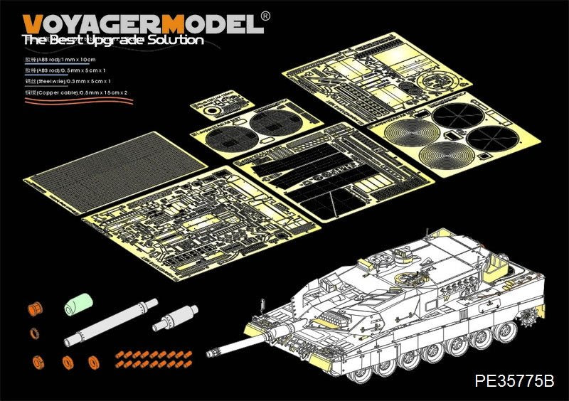 Maquette Voyager PE35775B Leopard 2A5 allemand moderne (version B, canon inclus) (pour Tamiya 35242) 1/35