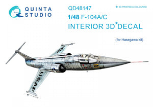 Intérieur imprimé en 3D et coloré sur papier décalcomanie Quinta Studio QD48147 F-104A/C (pour maquette Hasegawa) 1/48