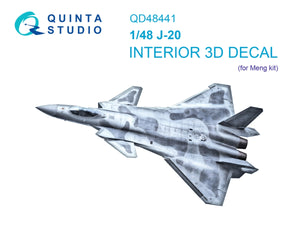 Intérieur coloré imprimé en 3D sur papier décalcomanie Quinta Studio QD48441 J-20 (Meng) 1/48