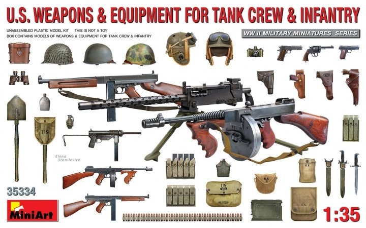 MiniArt 35334 Armes et équipements américains pour équipages de chars et infanterie, échelle 1/35