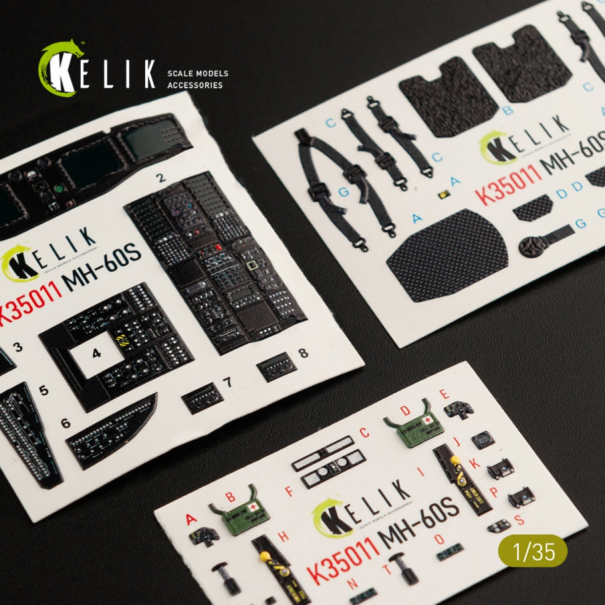 KELIK K35011 MH-60S KNIGHT HAWK - Décalcomanies 3D pour intérieur de la maquette KITTY HAWK au 1/35 – image 2