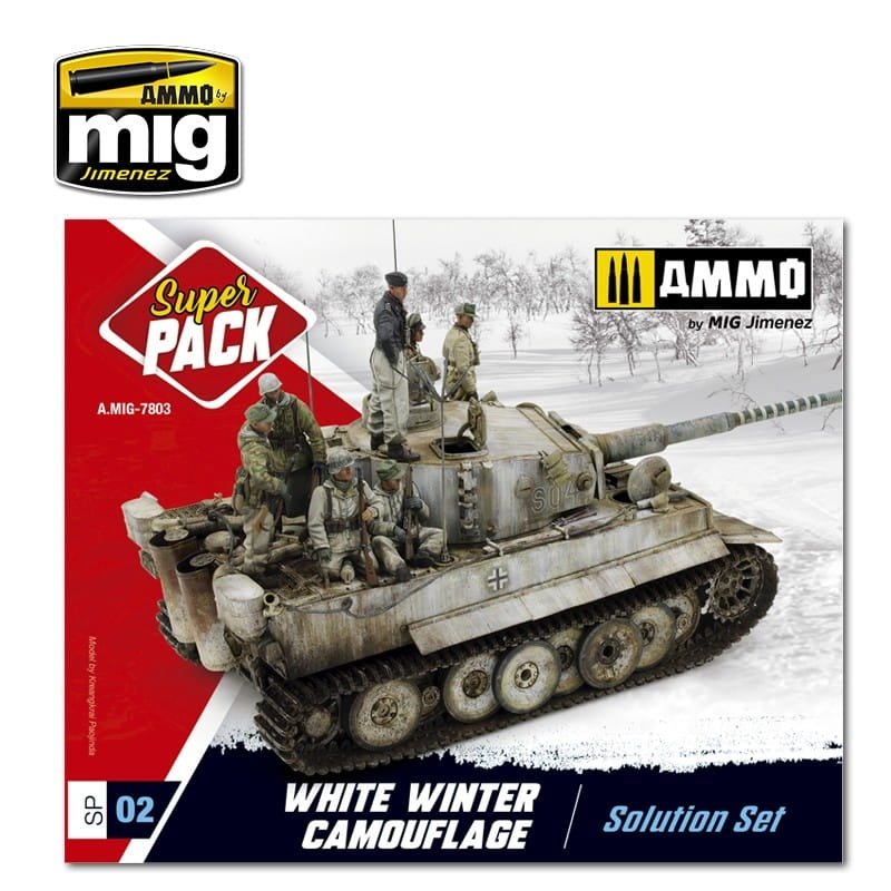 AMMO de Mig Jimenez 7803 - Super Pack Camouflage Hiver Blanc - Kit de Solution - Kit de Vieillissement