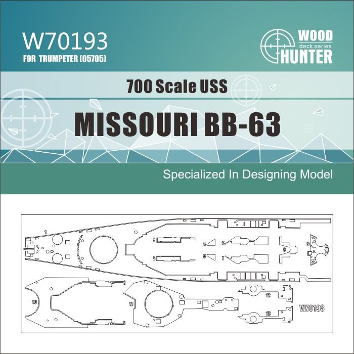 Maquette en bois Wood Hunter W70193 USS MISSOURI BB-63 pour Trumpeter 05705 1/700 – image 2