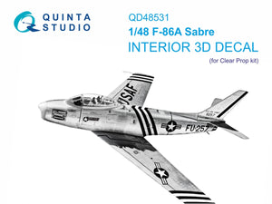Intérieur imprimé en 3D et coloré sur papier décalcomanie (hélice transparente) Quinta Studio QD48531 F-86A Saber 1/48