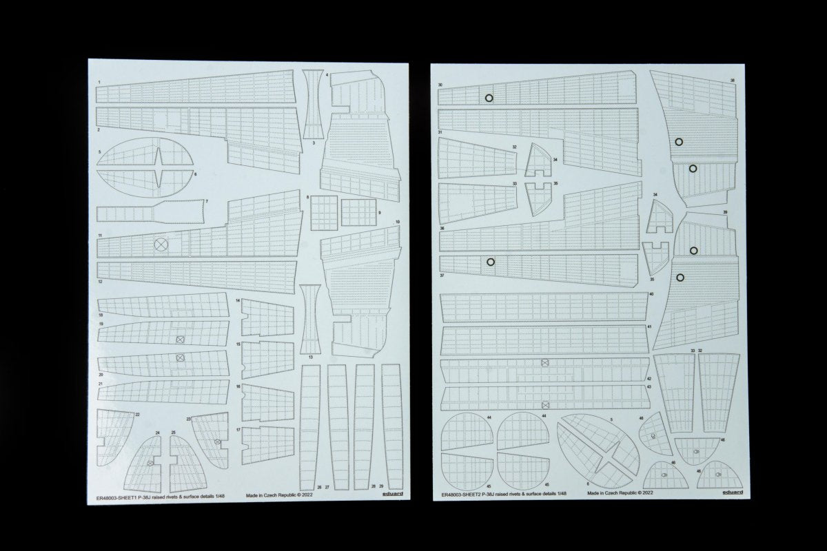 Eduard ER48003 P-38J rivets en relief et détails de surface TAMIYA 1/48