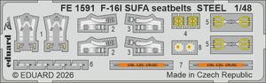 Eduard FE1591 Lockheed Martin F-16I Sufa - Steel Seatbelts Zoom Set Kinetic Gold Edition Kits 1/48