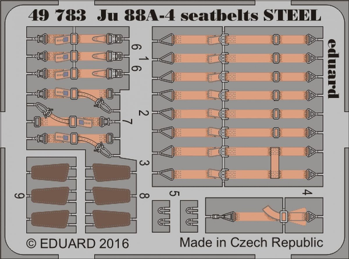Ceintures de sécurité Eduard 49783 Ju 88A-4 en acier ICM 1/48