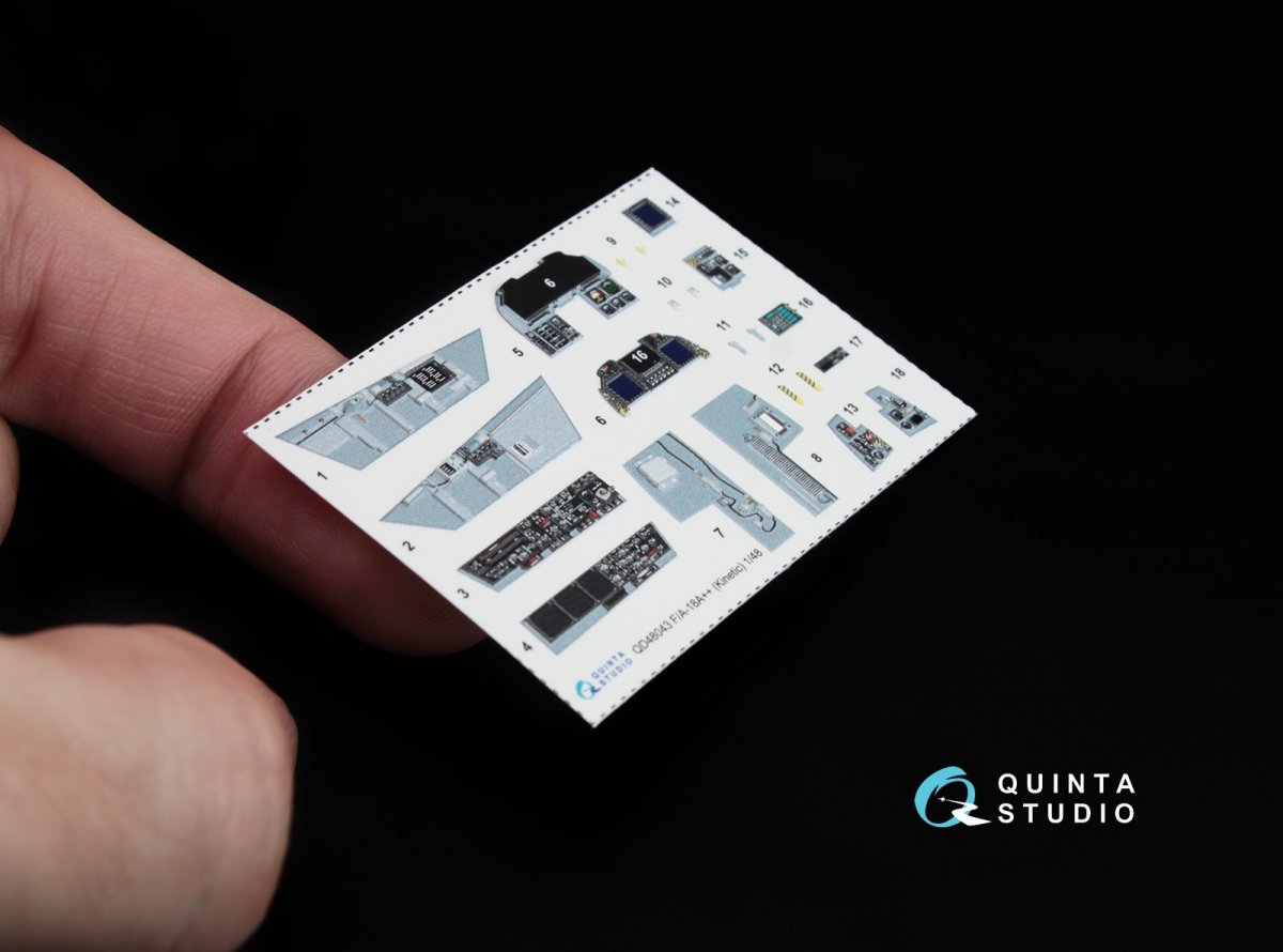 Intérieur imprimé en 3D et coloré sur papier décalcomanie Quinta Studio QD48043 F/A-18 A++ (pour Kinetic) 1/48  – immagine 3