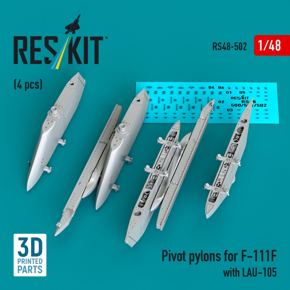 RESKIT RS48-0502 Pylônes de pivot pour F-111F avec LAU-105 (4 pièces) (Impression 3D) 1/48 