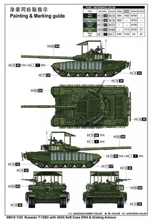 Trumpeter 09610 Char russe T-72B3 avec blindage réactif explosif (ERA) à étui souple 4S24 et blindage à grille, échelle 1/35 – imagen 4
