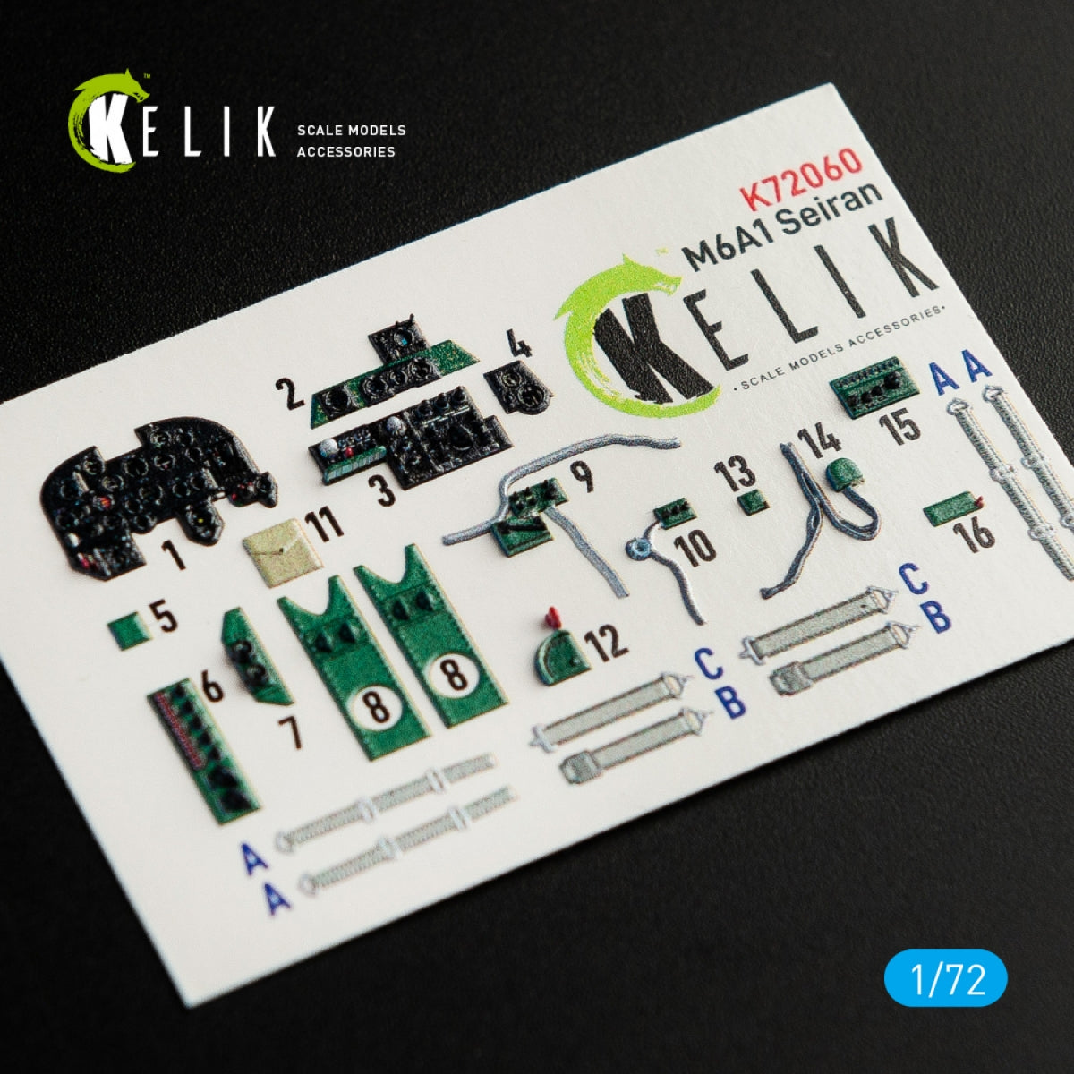 KELIK K72060 Décalcomanies 3D pour intérieur de M6A1 SEIRAN pour maquette Tamiya 1/72