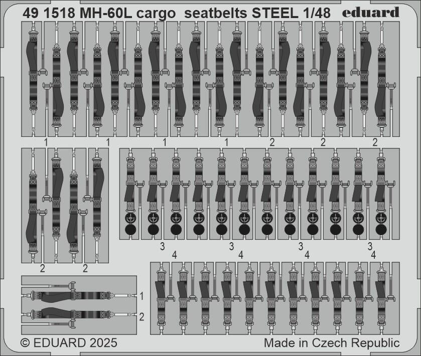 Ceintures de sécurité cargo Eduard 491518 MH-60L en acier ICM 1/48
