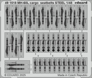 Ceintures de sécurité cargo Eduard 491518 MH-60L en acier ICM 1/48