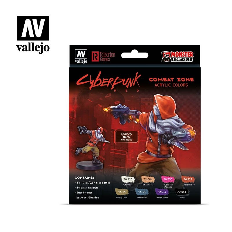 Vallejo 72307 Cyberpunk RED Combat Zone, coffret de peinture 8 x 17 ml